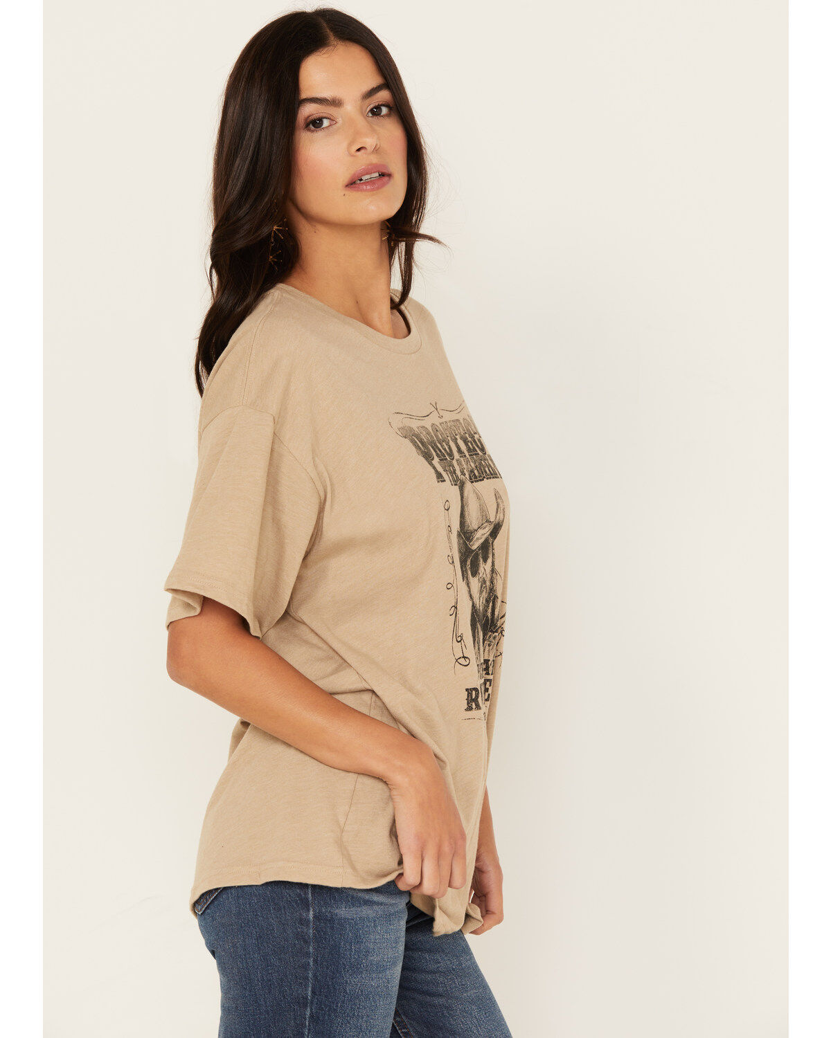 Image #2 - Wrangler Women's Yellowstone Rip Wheeler Ranch Hand Oversized Short Sleeve Graphic Tee, Grey, hi-res