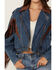 Image #3 - Rock & Roll Denim Women's Medium Wash Faux Suede Fringe Denim Jacket, , hi-res