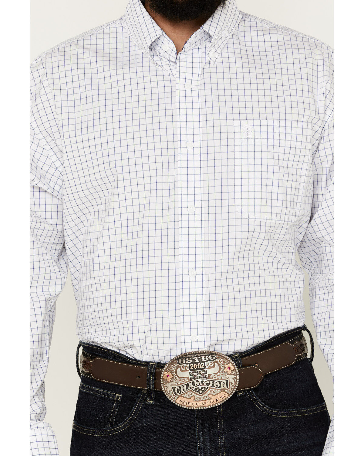Image #3 - George Strait by Wrangler Men's Checkered Print Long Sleeve Button-Down Shirt, , hi-res