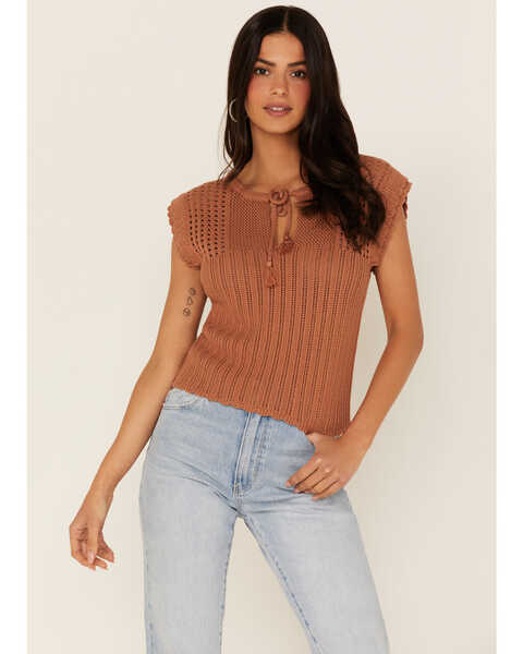 Heartloom Women's Griffin Knit Sweater Top, Rust Copper, hi-res