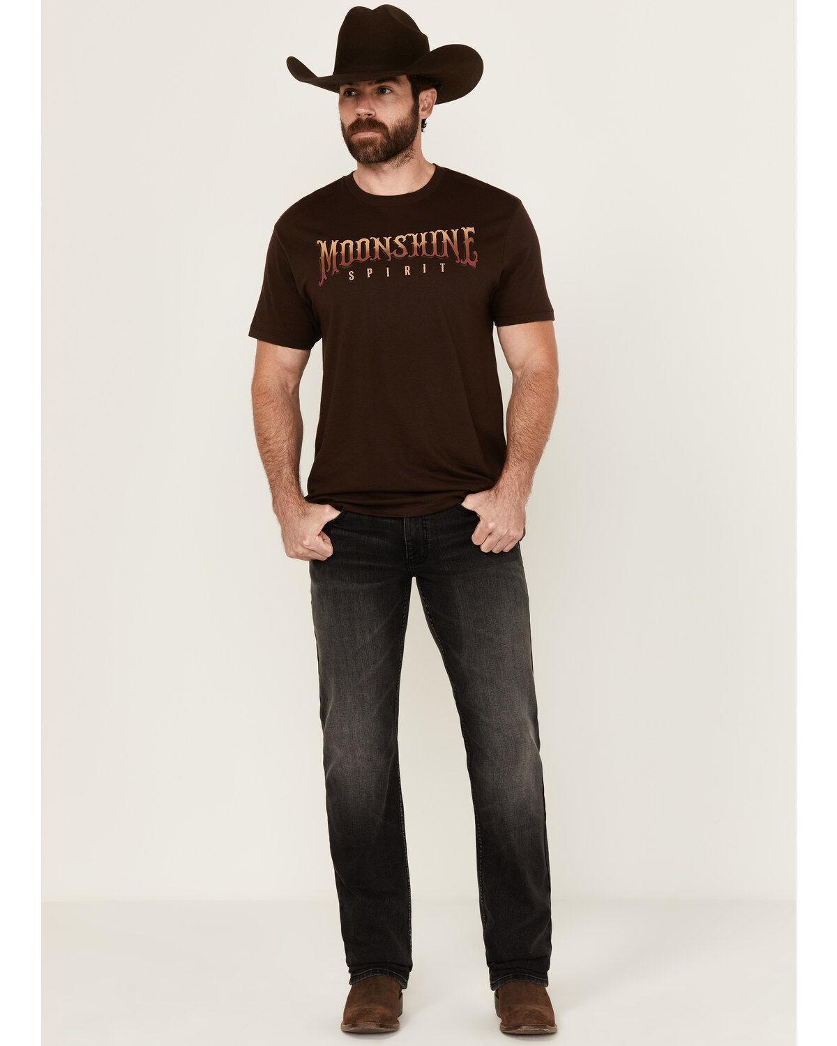 Image #1 - Moonshine Spirit Men's Rocky Mountain Black Wash Slim Stretch Denim Jeans, Black, hi-res