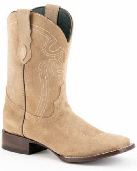 Ferrini Men's Roughrider Full-Grain Western Boots - Broad Square Toe , Taupe, hi-res