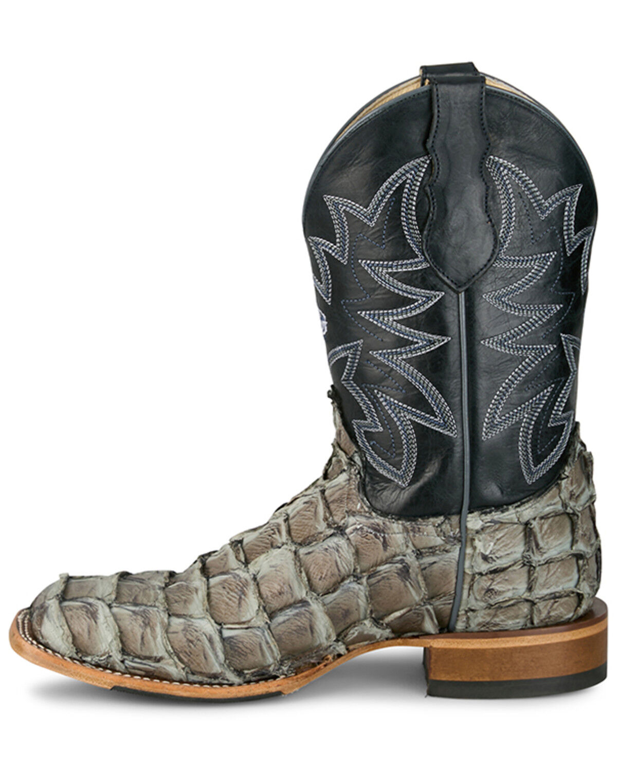 Image #3 - Justin Men's Ocean View Exotic Caiman Western Boots - Broad Square Toe, Grey, hi-res