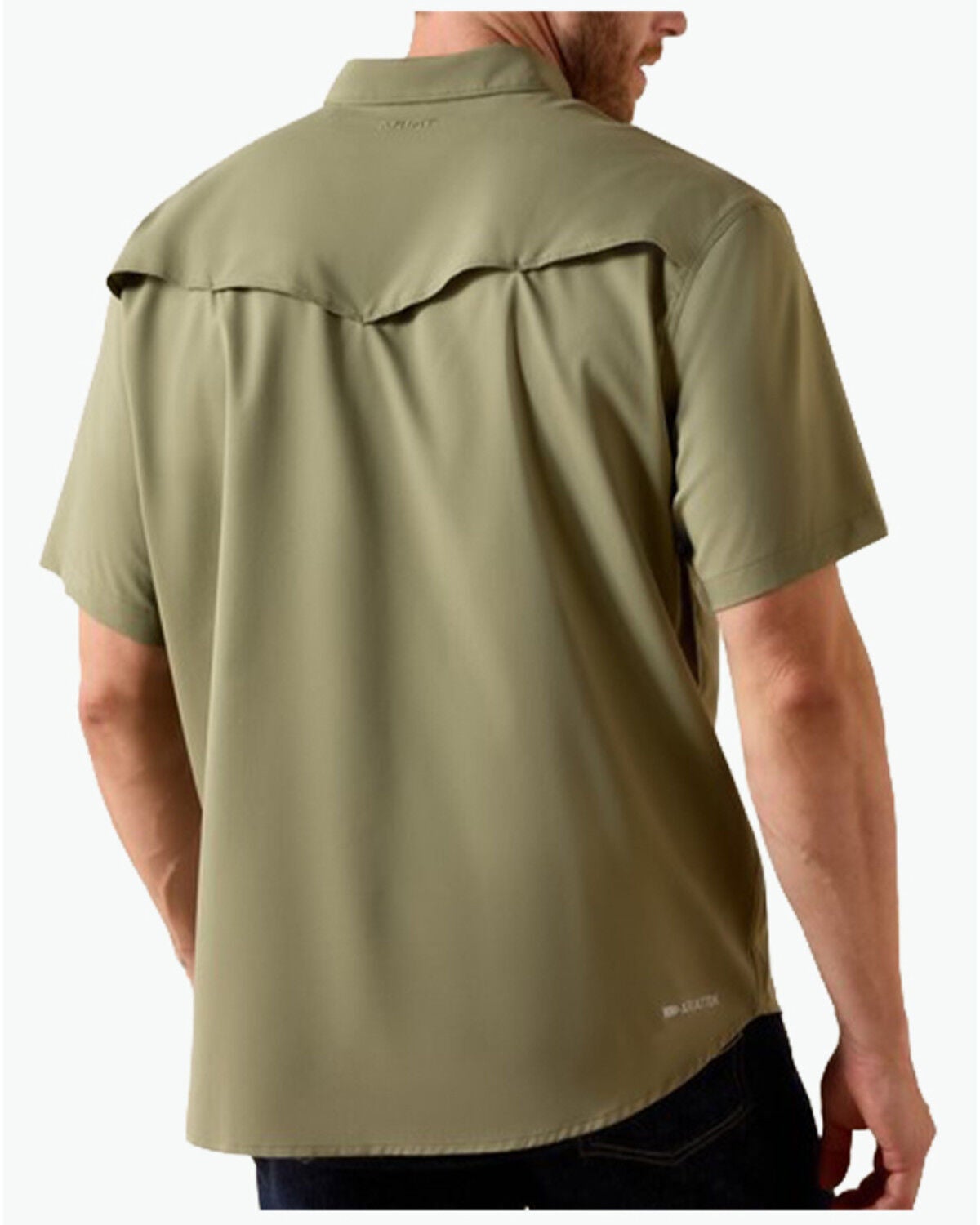 Image #2 - Ariat Men's VentTEK&trade; Solid Short Sleeve Snap Performance Shirt - Big, Olive, hi-res