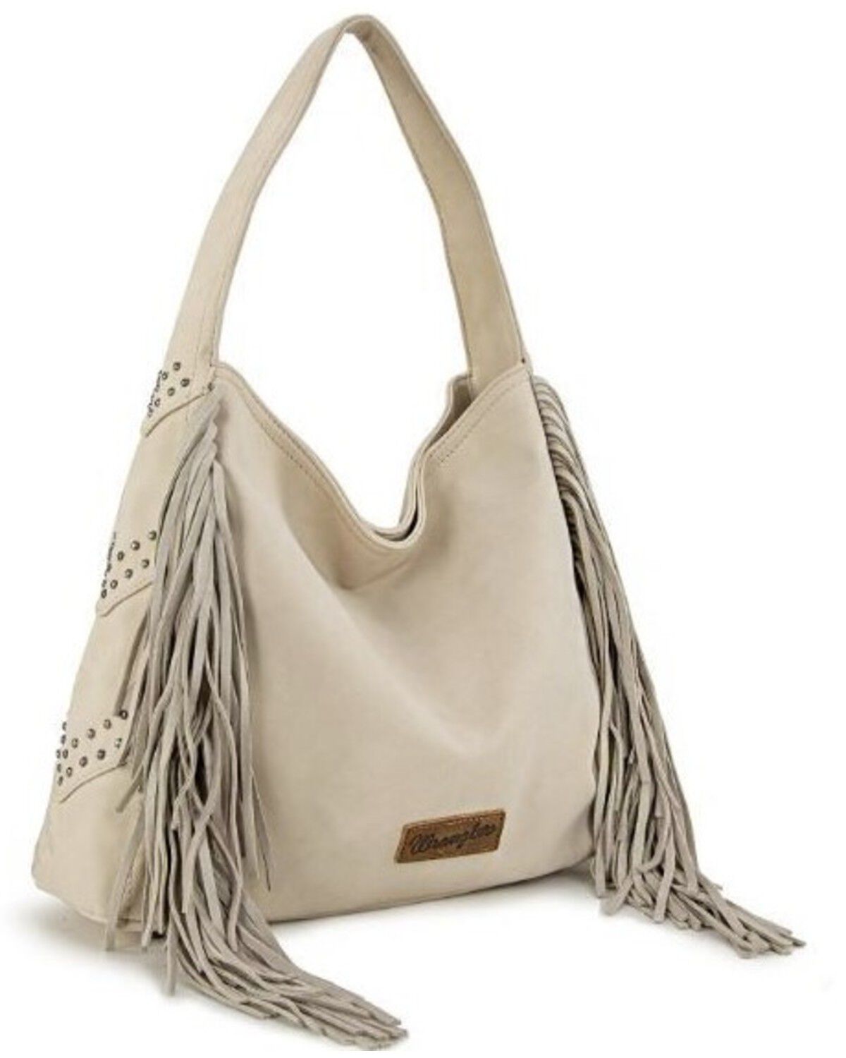 Image #1 - Wrangler Women's Shiloh Fringe Studded Hobo Bag, Beige, hi-res