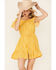Image #2 - Miss Me Women's Floral Button Front Off-Shoulder Mini Dress, Yellow, hi-res
