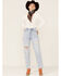 Image #1 - Vigoss Women's Distressed Tapered-Ankle Baggy High Rise Jeans, Blue, hi-res