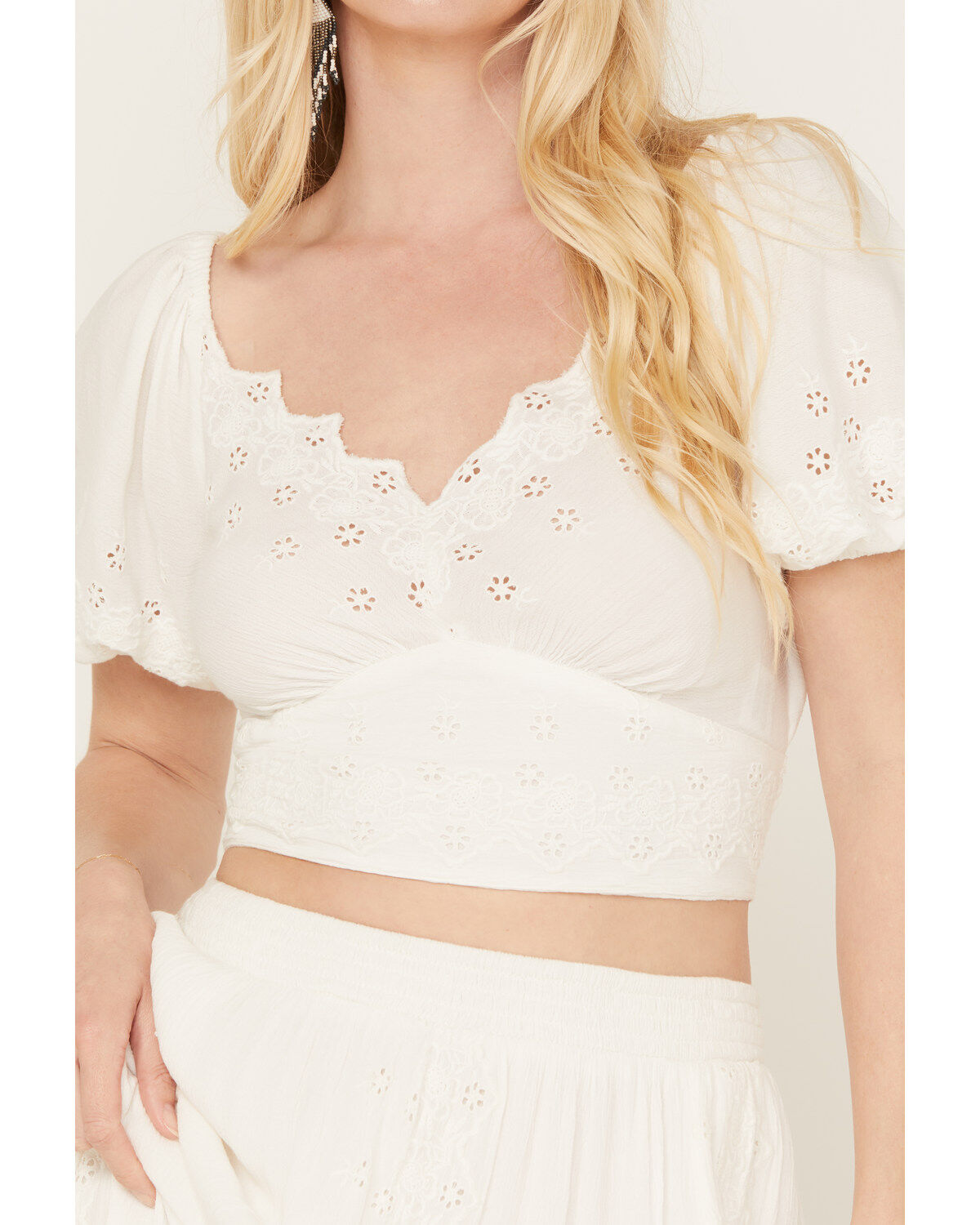 Image #3 - Idyllwind Women's Peony Cropped Top, Ivory, hi-res