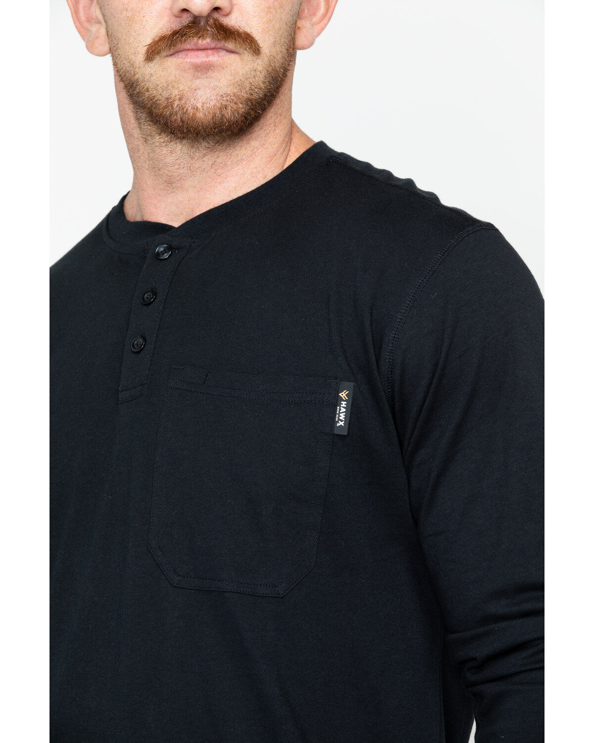 Image #4 - Hawx Men's Black Pocket Henley Work Shirt - Big, Black, hi-res