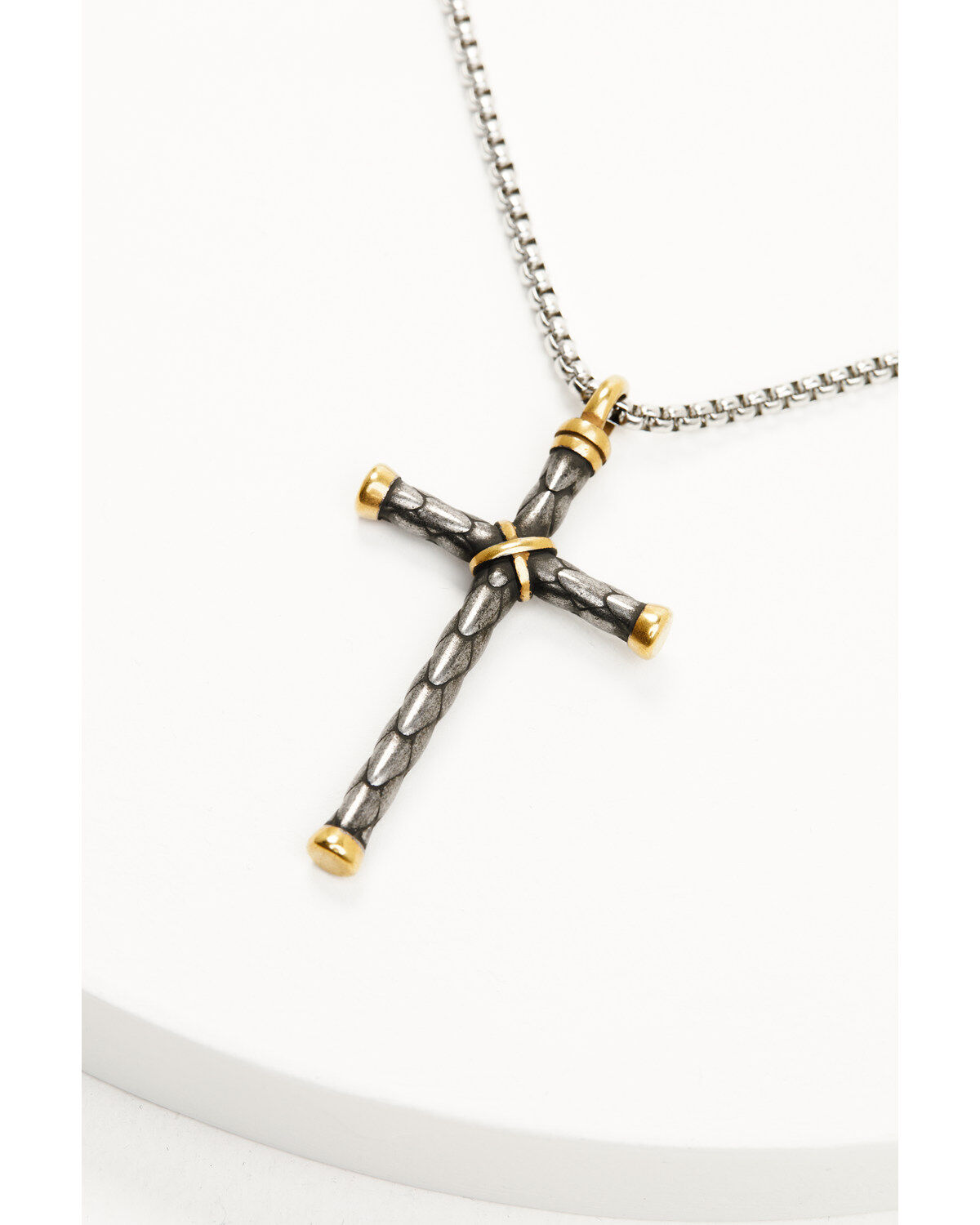 Image #3 - Cody James Men's Two-Toned Textured Cross Necklace, Multi, hi-res