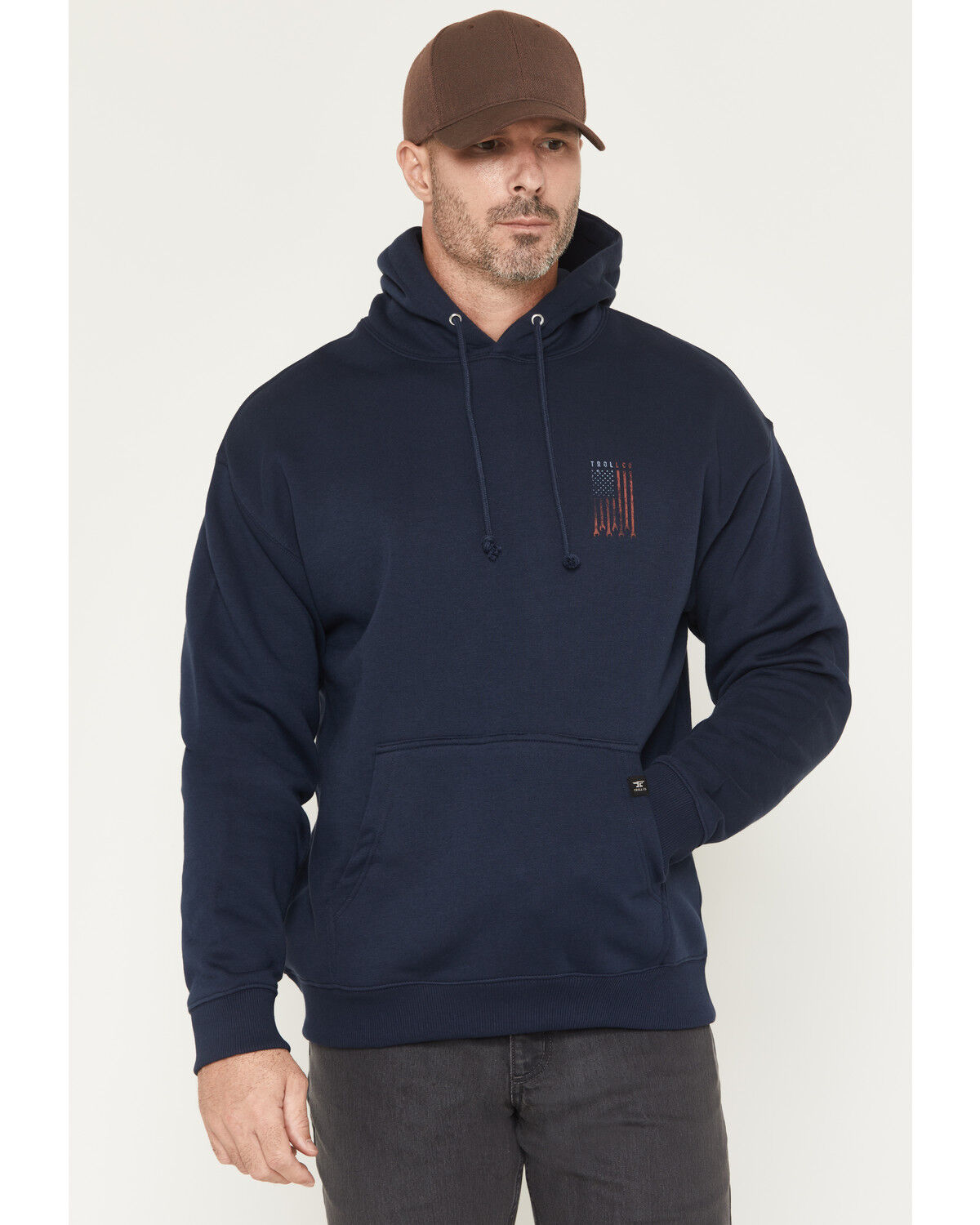 Image #2 - Troll Co Men's DHCM Flagship Hooded Sweatshirt, Navy, hi-res