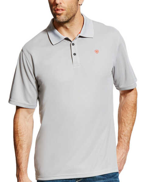 Ariat Men's Tek SPF Short Sleeve Work Polo Shirt , Silver, hi-res