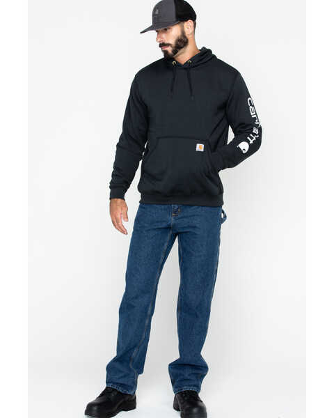 Carhartt Men's Hooded Logo-Sleeve Sweatshirt, Black, hi-res