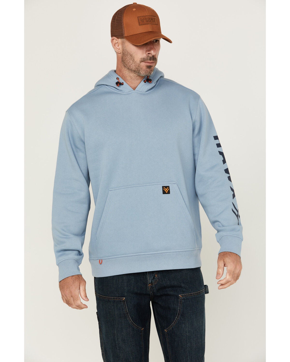 Hawx Men's Halstead Logo Sleeve Hooded Sweatshirt, Light Blue, hi-res