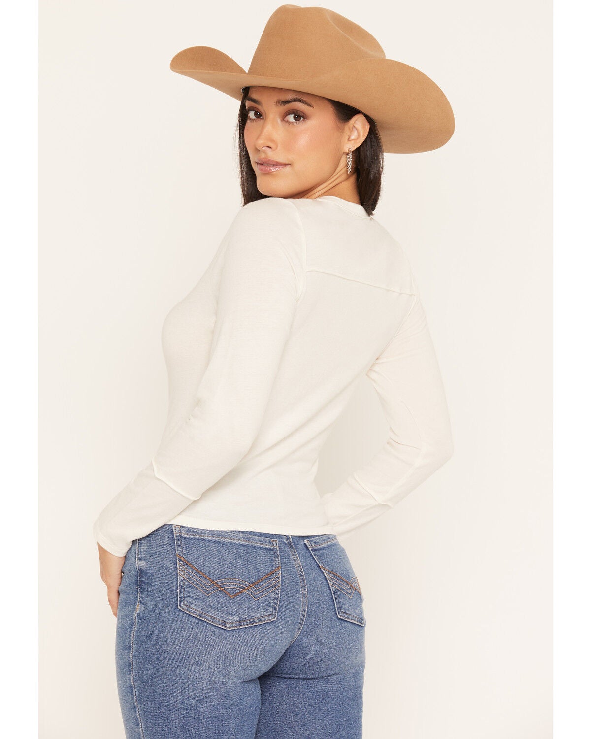 Image #4 - Idyllwind Women's Embellished Long Sleeve Henley Top, Ivory, hi-res