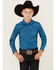 Image #1 - Wrangler Boys' Floral Print Long Sleeve Snap Stretch Western Shirt , Blue, hi-res