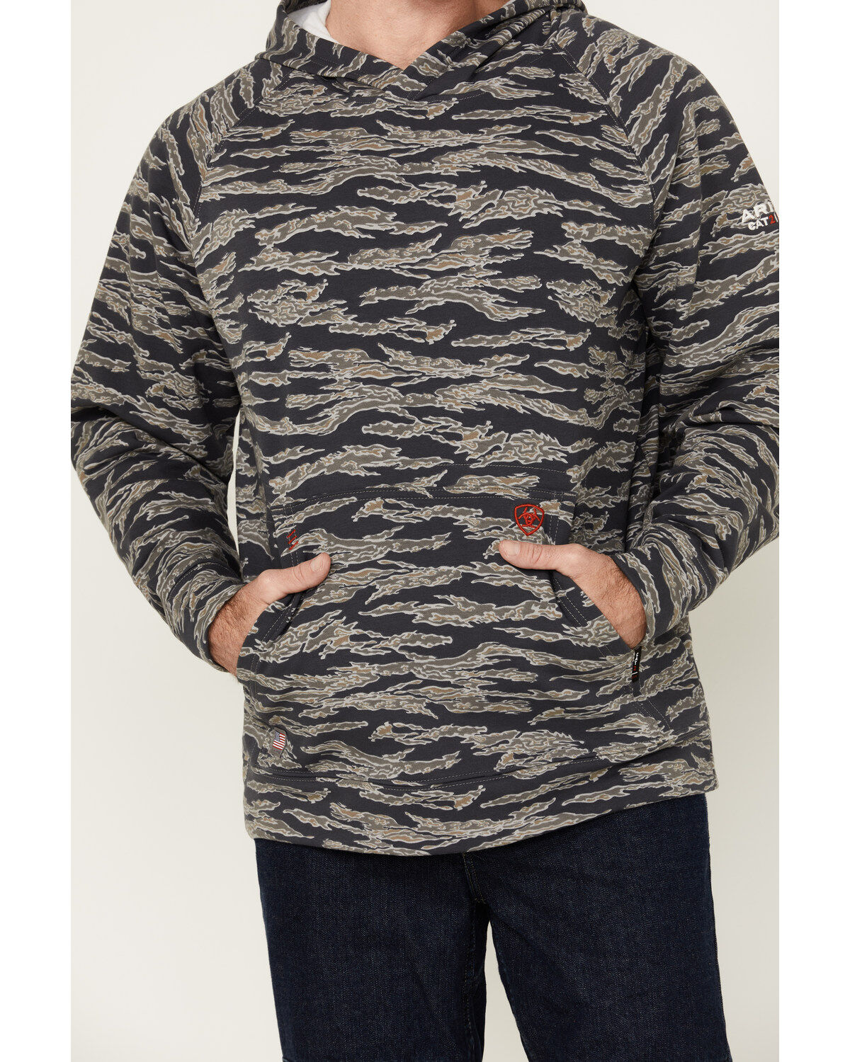 Image #3 - Ariat Men's FR Smoke Hood Sweatshirt, Charcoal, hi-res