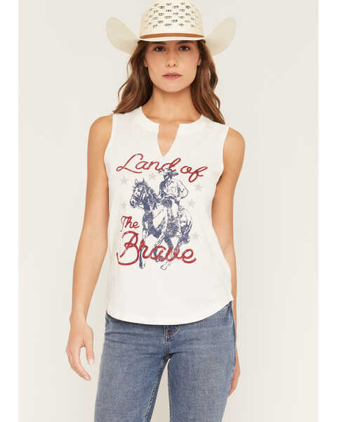 Shyanne Women's Land of the Brave Graphic Tank, Cream, hi-res