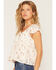 Image #2 - Ash & Violet Women's Boot Barn Exclusive Floral Print Tie Front Tiered Blouse, Ivory, hi-res