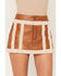 Image #2 - Show Me Your Mumu Women's Laurel Canyon Sherpa Faux Leather Skort, Cognac, hi-res