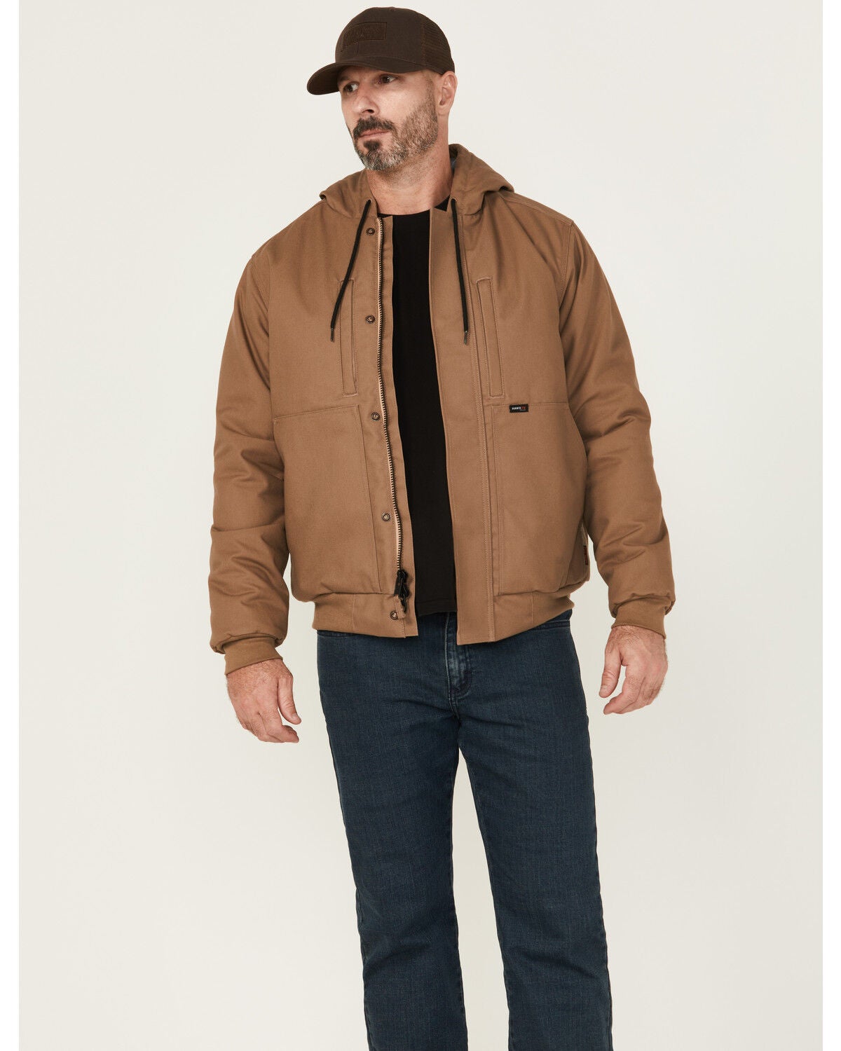 Hawx Men's FR Hooded Bomber Work Jacket, Rust Copper, hi-res