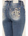 Image #2 - Miss Me Women's Fleur de Lis Medium Wash Mid Rise 32" Bootcut Stretch Denim Jeans, Medium Wash, hi-res