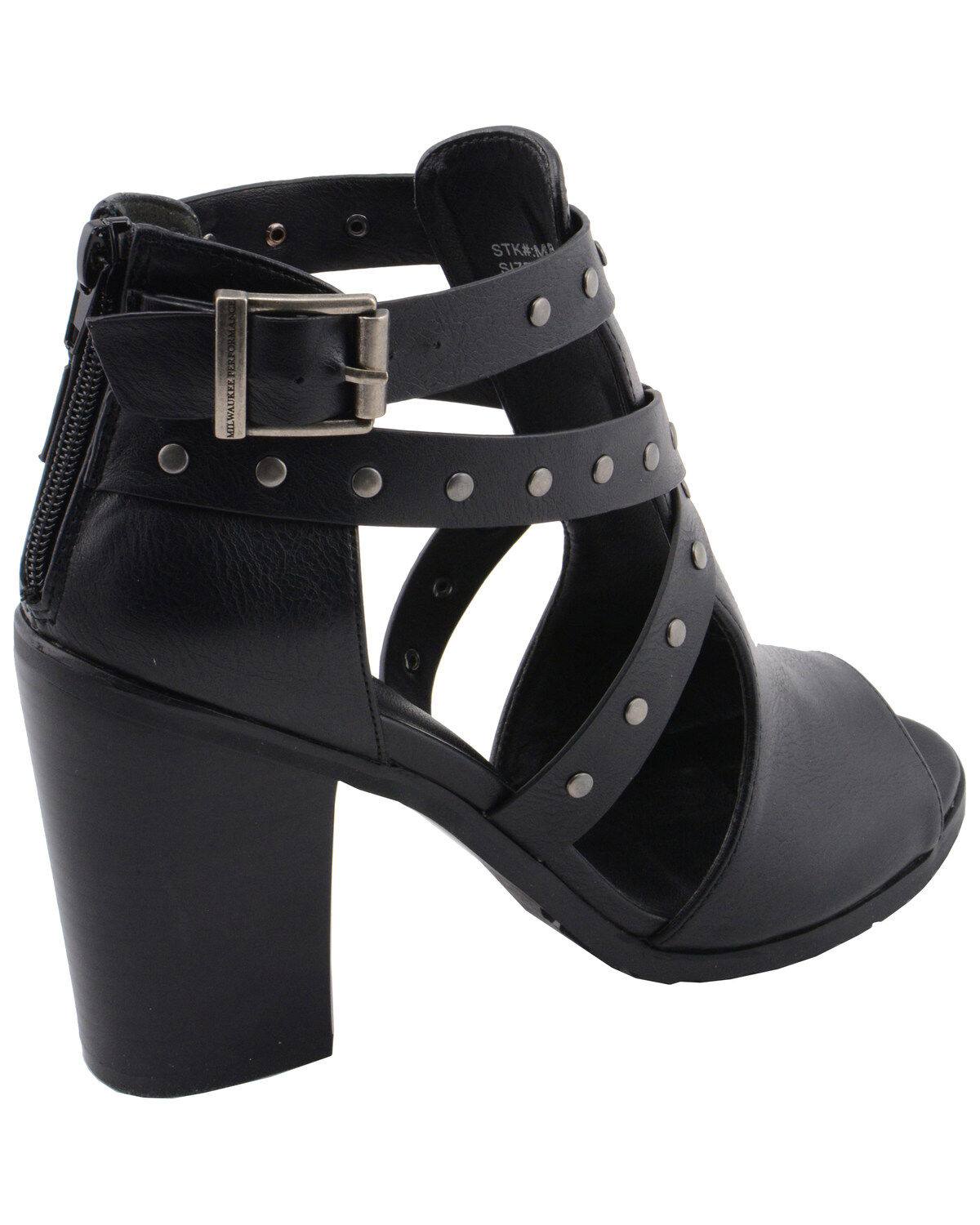 Image #8 - Milwaukee Performance Women's Platform Heel Studded Strap Sandals, Black, hi-res