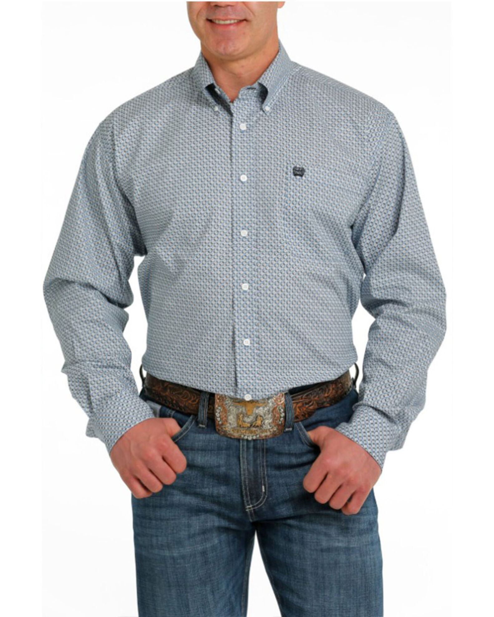 Cinch Men s Geo Print Long Sleeve Button Down Stretch Western Shirt