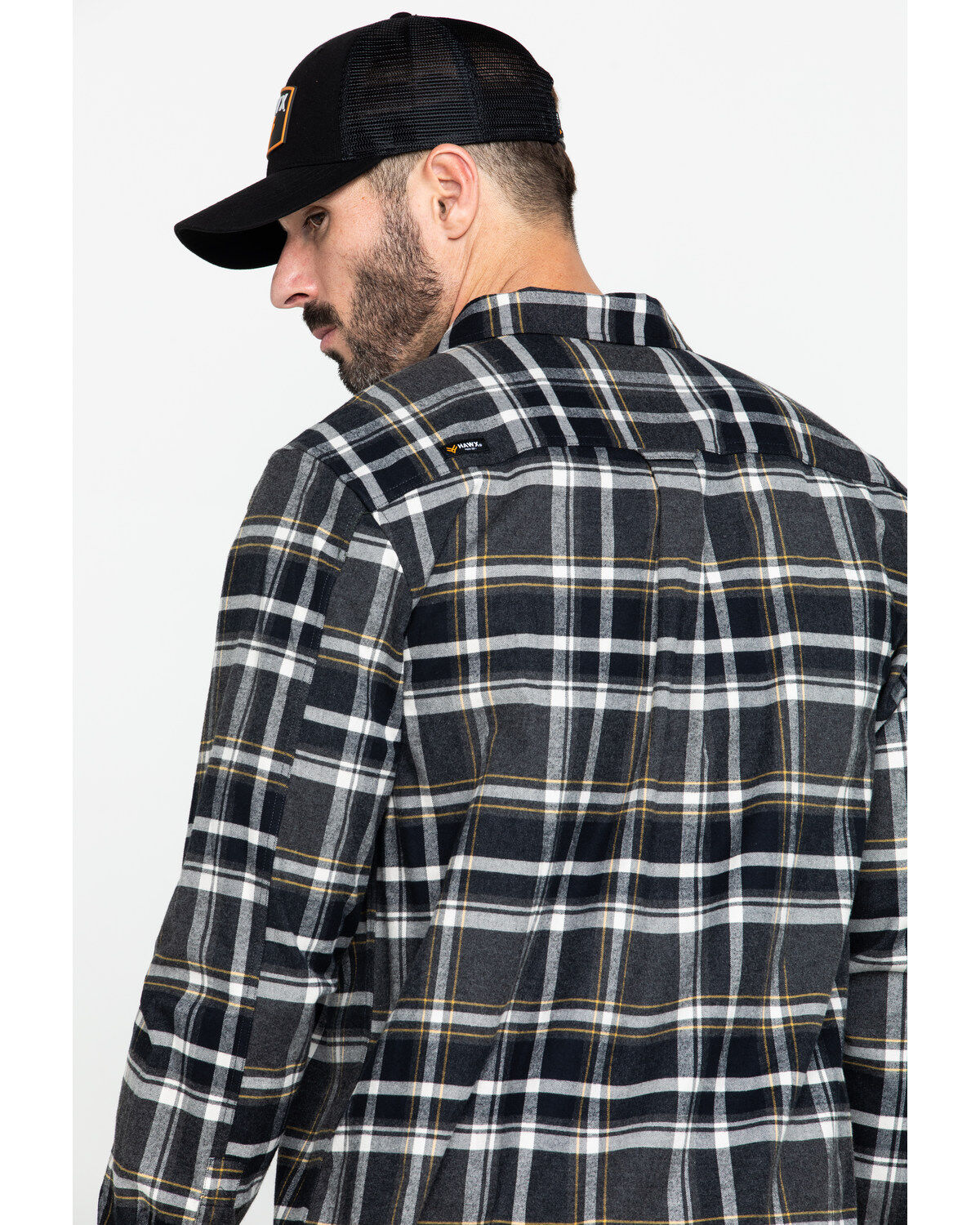 Image #5 - Hawx Men's Grey Berm Stretch Plaid Long Sleeve Flannel Work Shirt , , hi-res