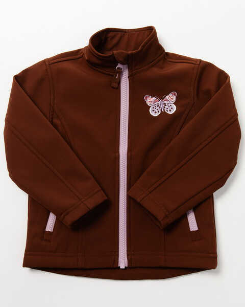 Shyanne Toddler Girls' Butterfly Embroidered Softshell Jacket , Chocolate, hi-res