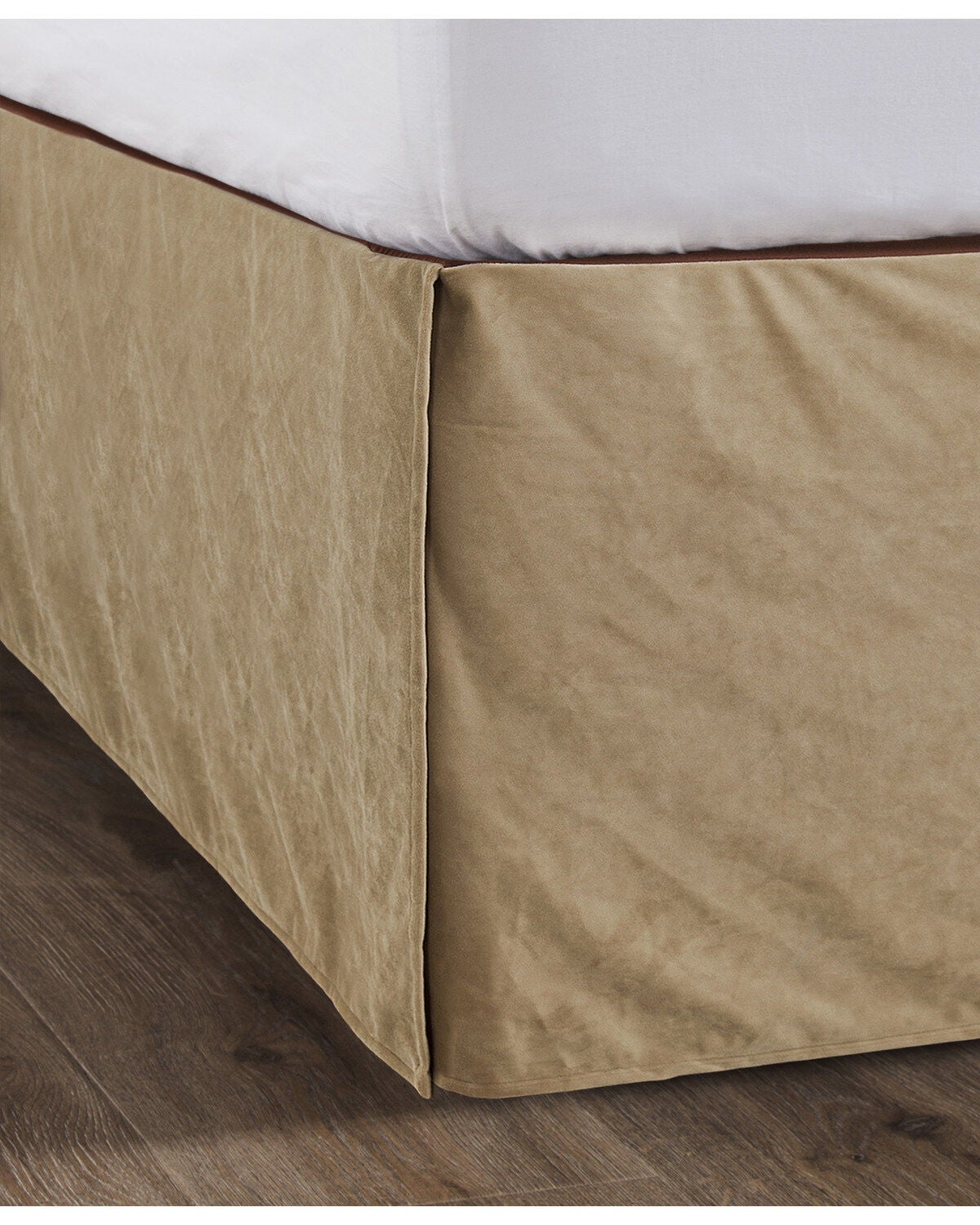 HiEnd Accents Queen Tan Velvet Bedskirt, Tan, hi-res