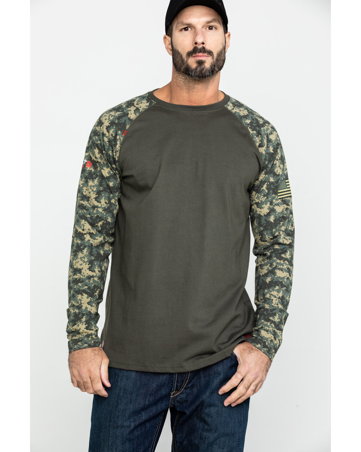 Image #1 - Ariat Men's Camo FR Baseball Long Sleeve Work Shirt, , hi-res