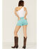 Image #3 - Rolla's Women's High Rise Corduroy Dusters Slim Shorts, Teal, hi-res