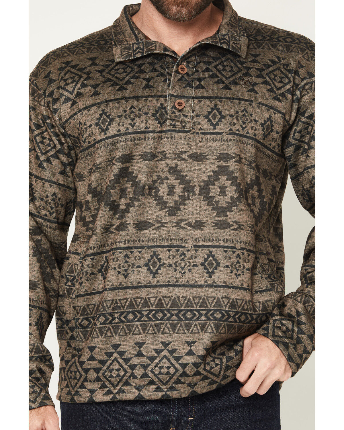 Image #3 - Ariat Men's Caldwell 1/4 Button-Down Pullover Sweater, Tan, hi-res