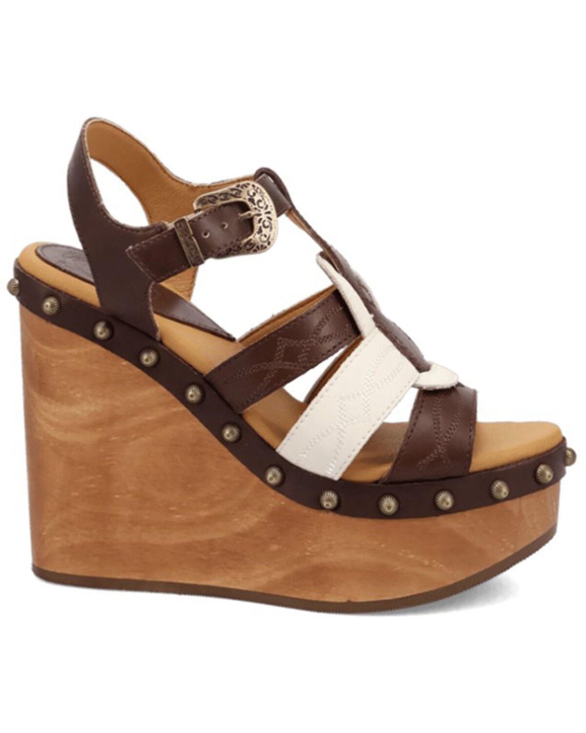 Image #2 - Dingo Women's Cosmo Wooden Sandals, Brown, hi-res