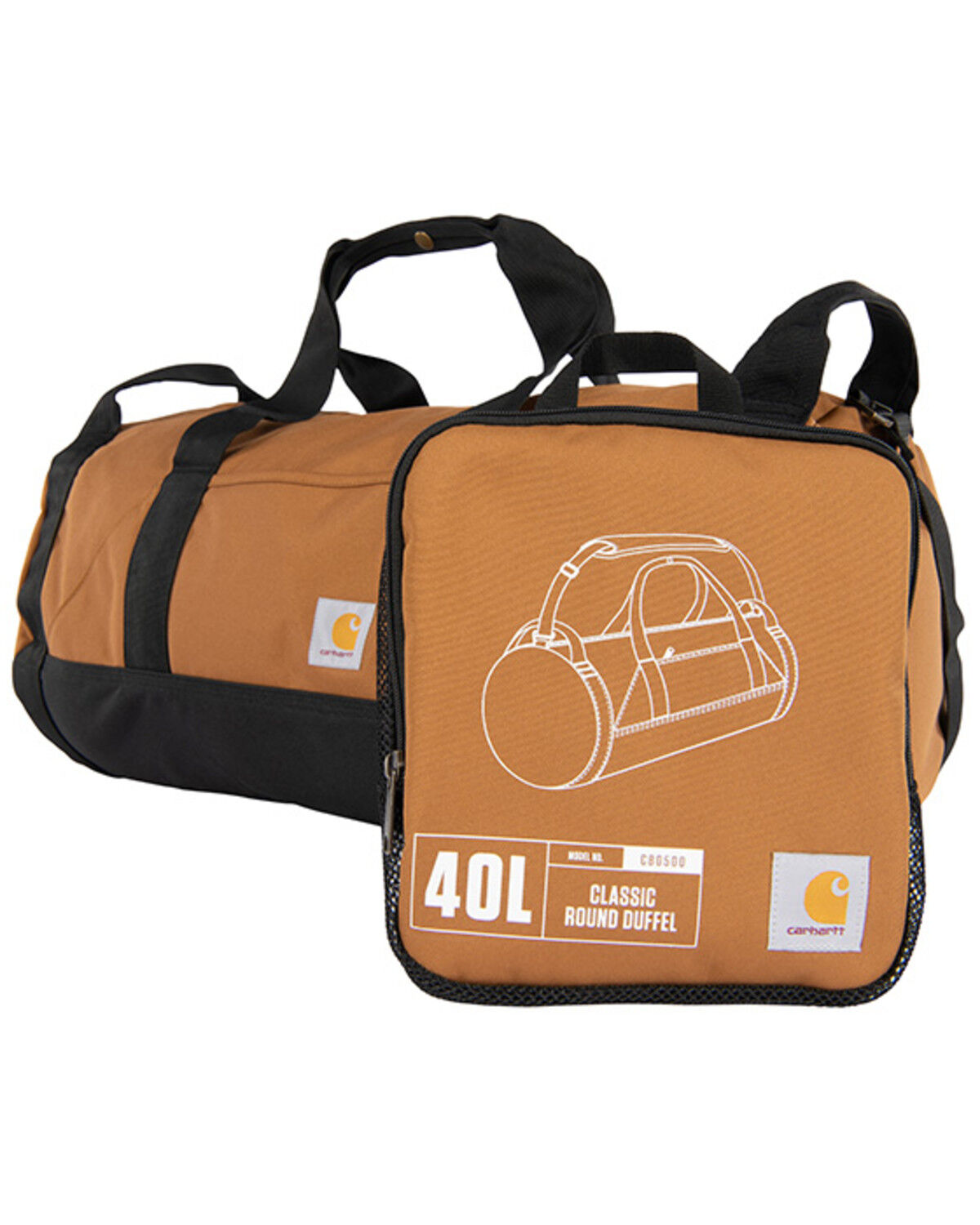 Image #1 - Carhartt 40L Classic Round Duffel Bag, Brown, hi-res