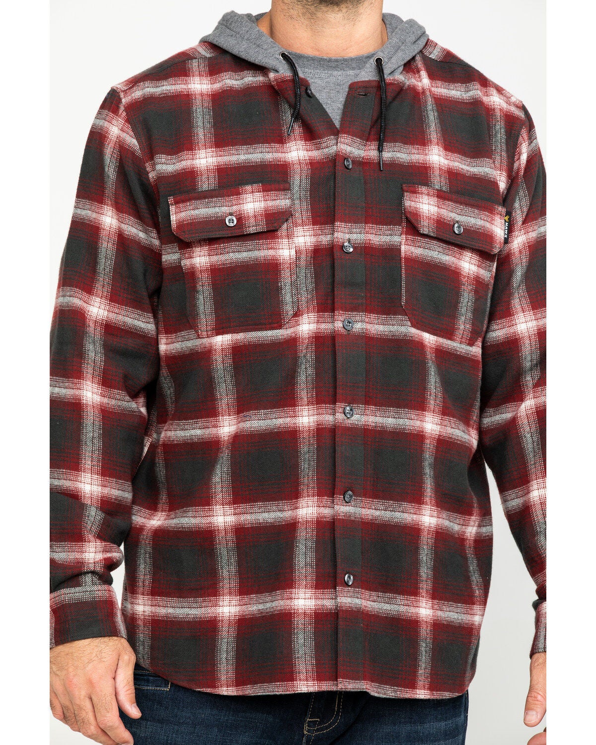Red Plaid Hooded Flannel Shirt 