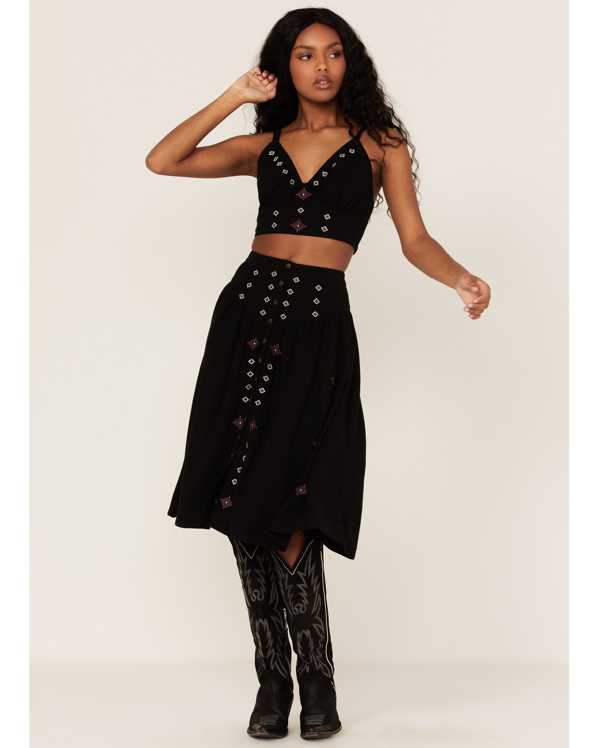Image #1 - Shyanne Women's Southwestern Embroidered Drop Waist Skirt, , hi-res