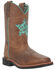 Image #1 - Dan Post Girls' Shoot For The Stars Western Boots - Square Toe, Brown, hi-res