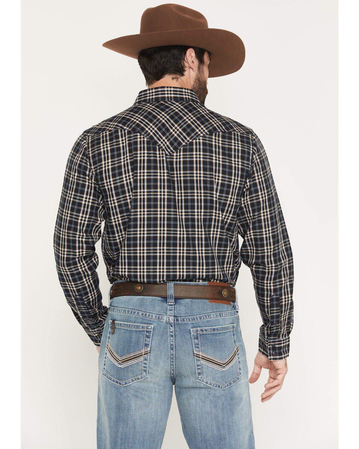 Image #4 - Cody James Men's Warriors Way Plaid Print Long Sleeve Snap Western Shirt - Tall, Dark Blue, hi-res