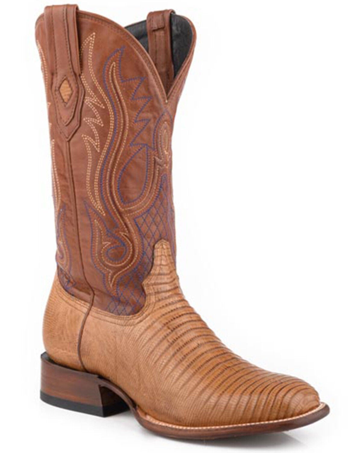 Stetson Men's Arlington Exotic Teju Lizard Western Boots - Square Toe, Tan, hi-res
