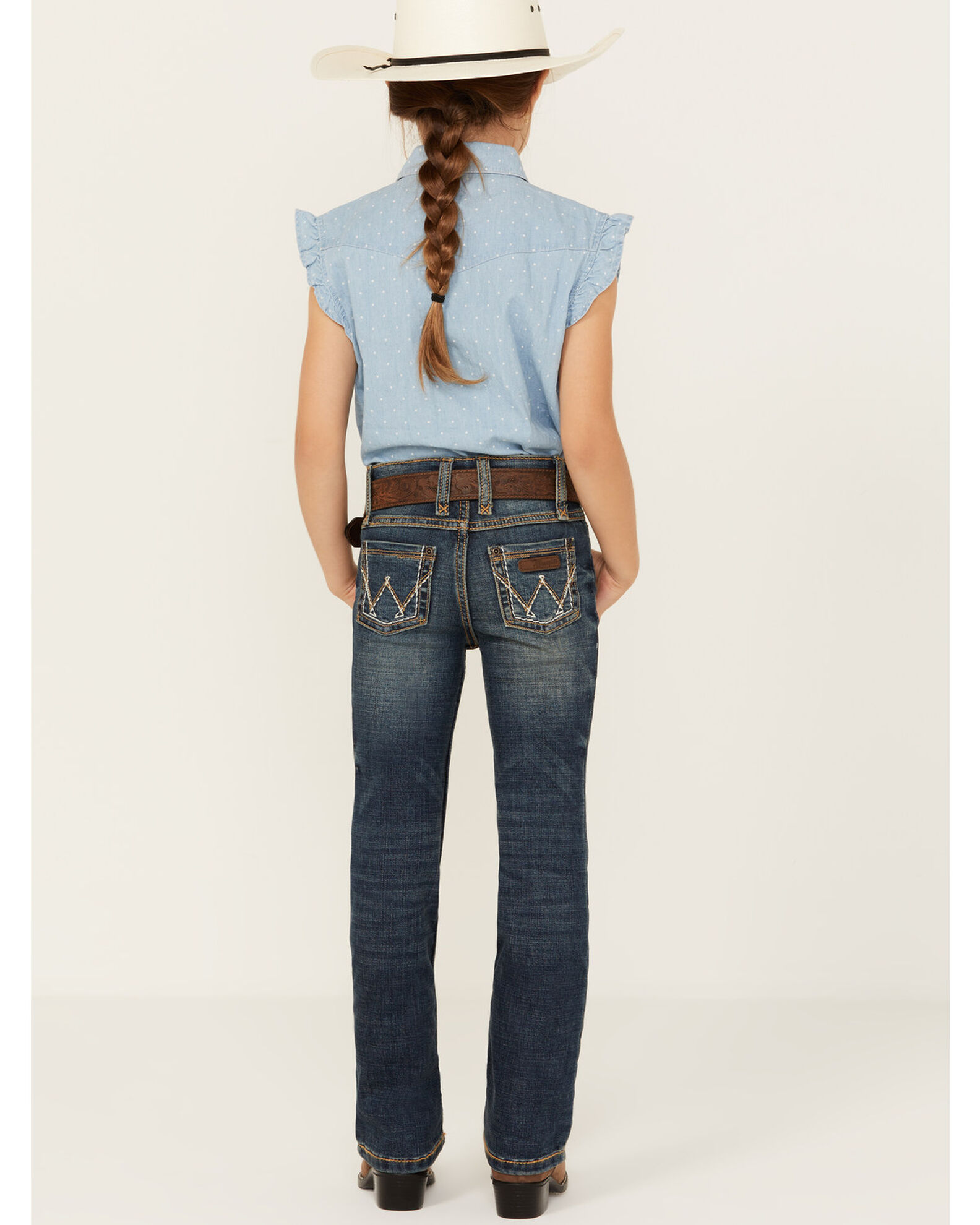 Wrangler Girls' Multi Stitch Bootcut Slim Fit Jeans