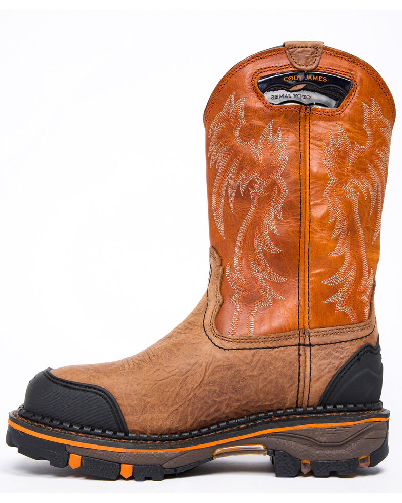 Cody James Men's Decimator Orange Top Western Work Boots Composite