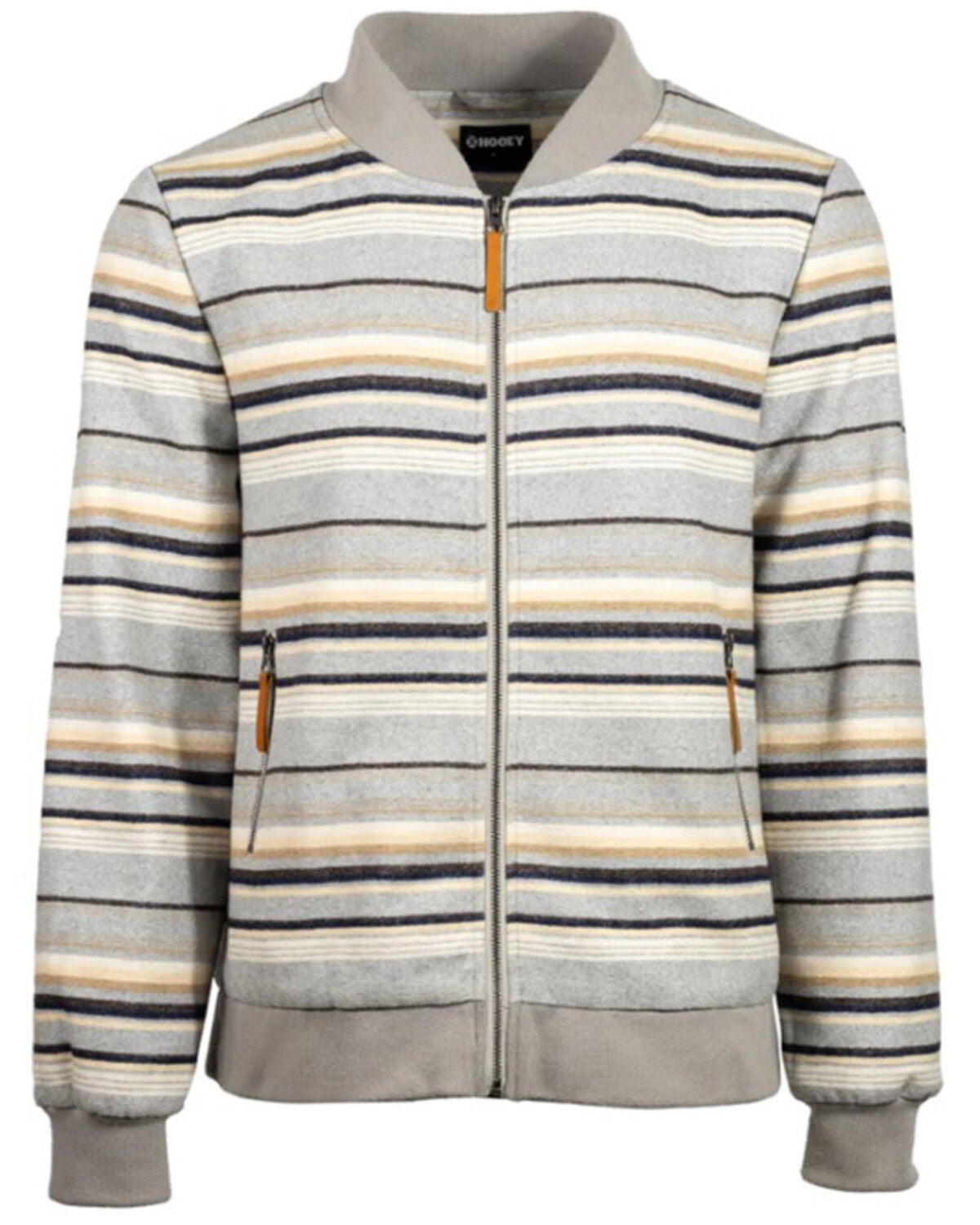 Hooey Men's Striped Full-Zip Bomber Jacket, Grey, hi-res