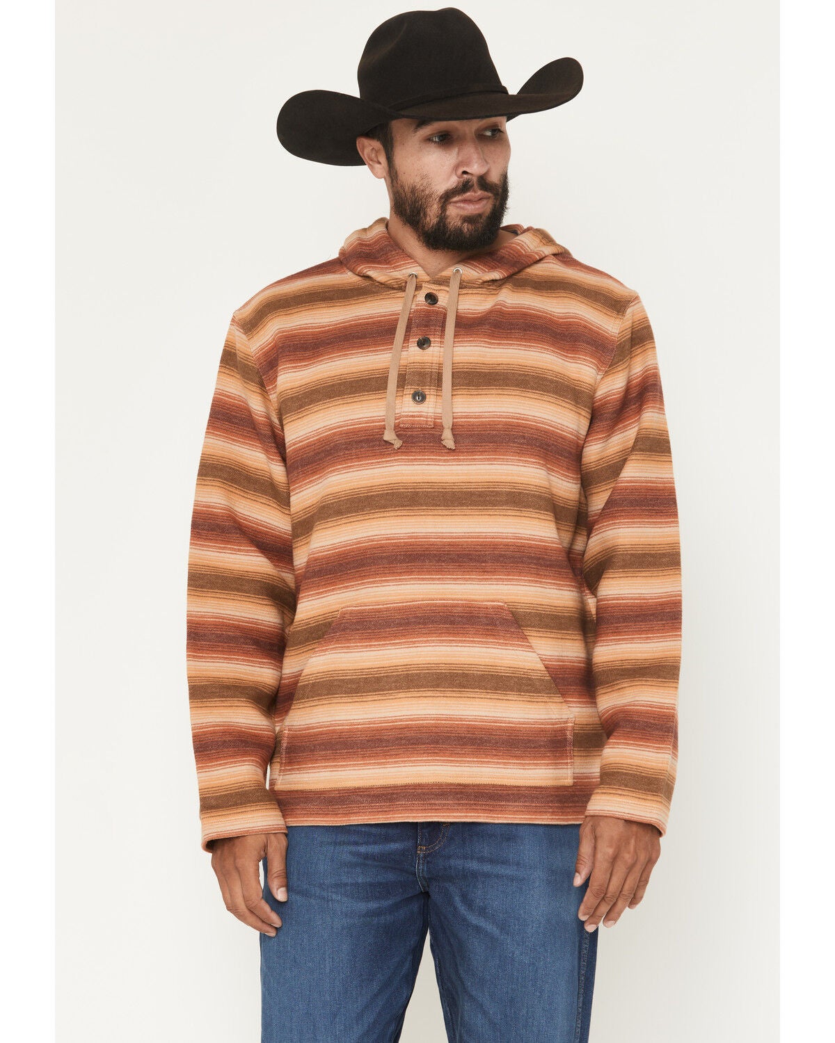 Pendleton Men's Driftwood Striped Print Hooded Sweatshirt, Tan, hi-res