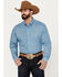 Cinch Men's Medallion Print Long Sleeve Button Down Western Shirt, Blue, hi-res