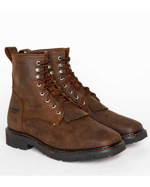 Image #1 - Cody James® Men's Waterproof Lace-Up Western Work Boots, Brown, hi-res