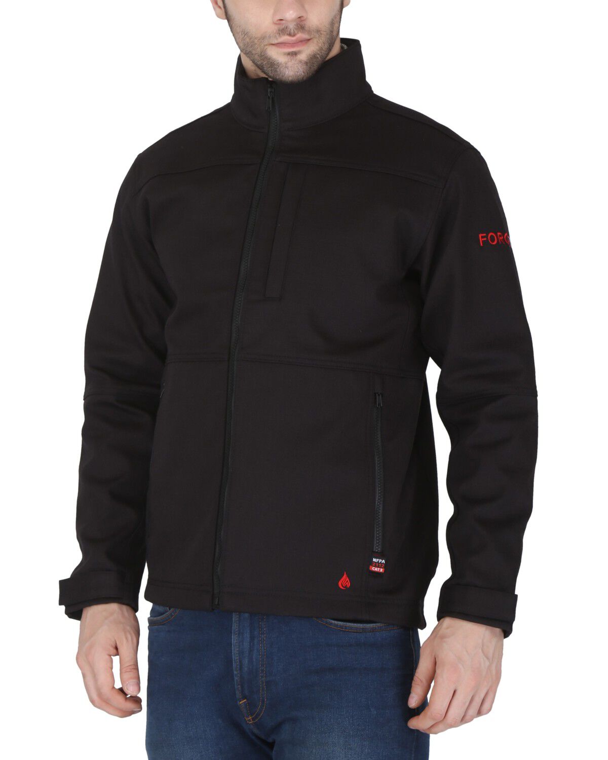 Image #3 - Forge Workwear Men's FR Ripstop Softshell Jacket, Black, hi-res