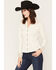 Image #2 - Shyanne Women's Rider Long Sleeve Knit Lace Yoke Button-Down Western Shirt, Natural, hi-res