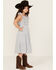 Image #3 - Hayden LA Girls' Gingham Print Puff Sleeve Midi Dress, Blue, hi-res